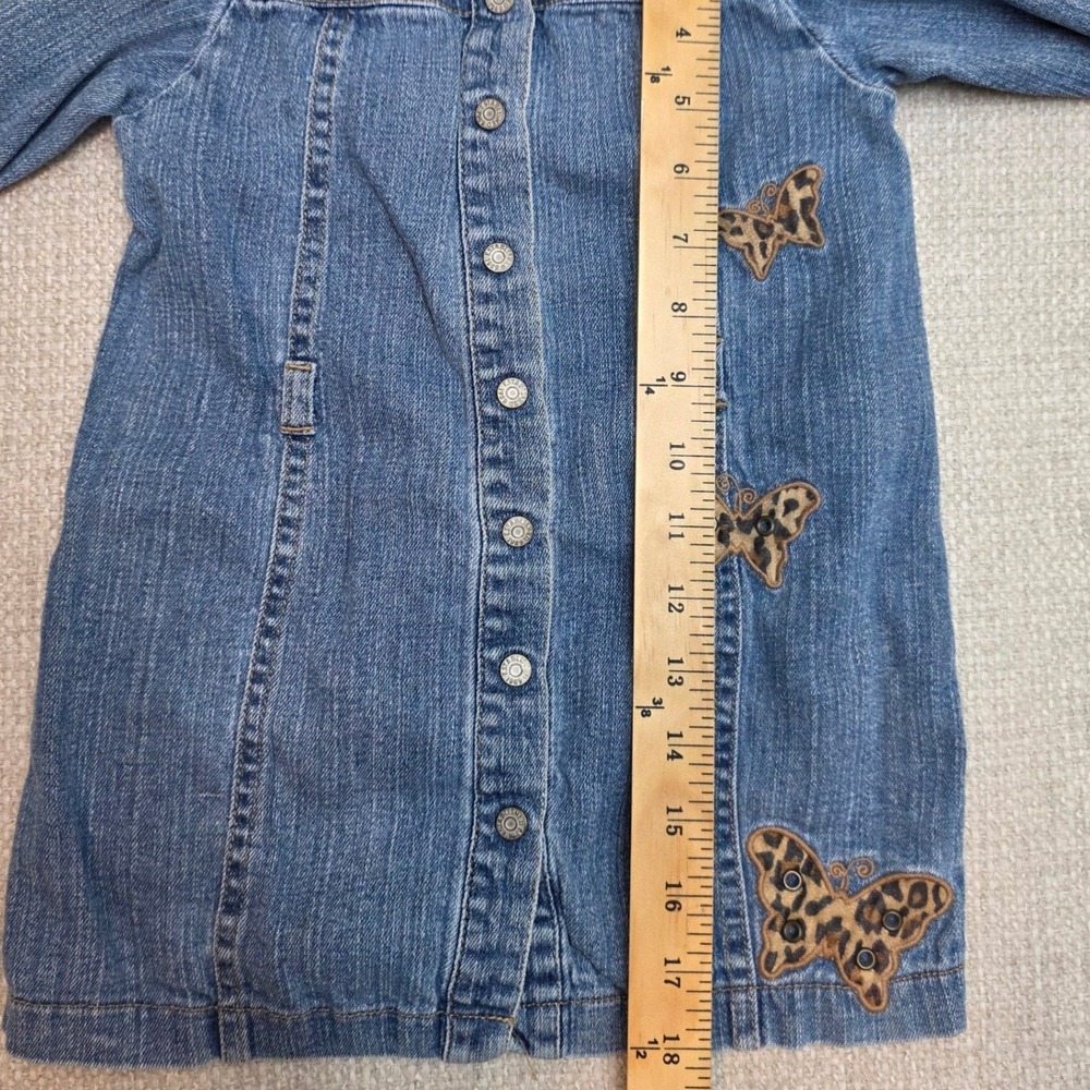 The Childrens Place Girls Blue Denim Butterfly Leopard Dress 36 Mos 3T Stretch - Picture 6 of 7